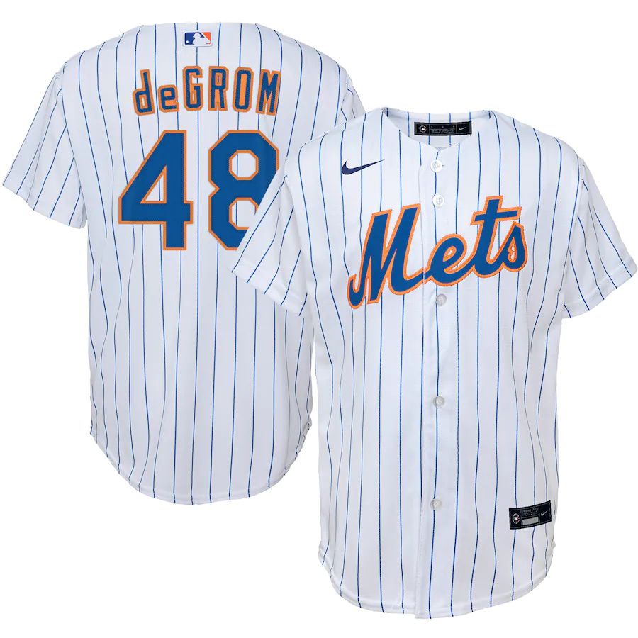 Cheap Youth New York Mets 48 Jacob deGrom Nike White Home Replica Player MLB Jerseys